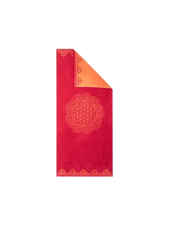 THE SPIRIT OF OM | Badetuch Happy Flower of Life sonnengruß/koralle | dunkelrot
